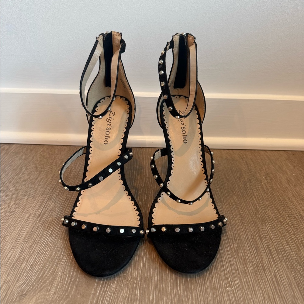 Valentino Inspired Black Studded Heels with Ankle Strap Worn Once!